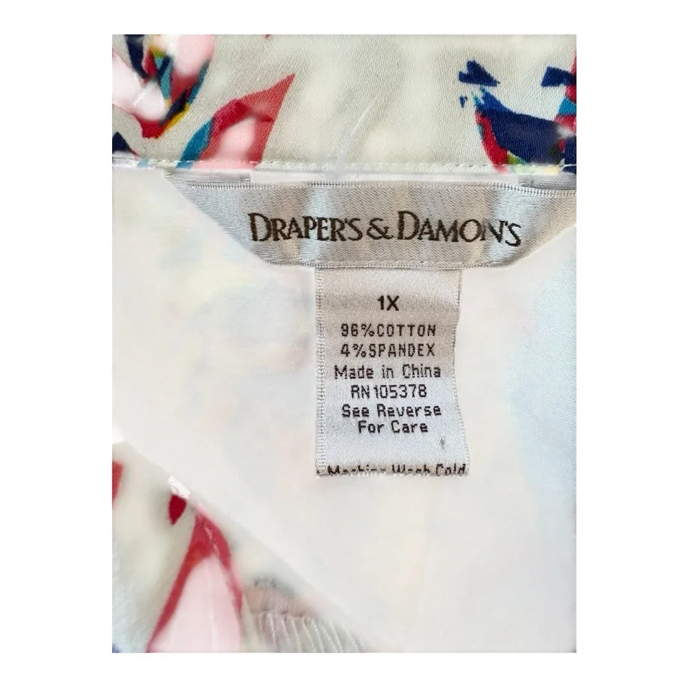 Drapers & Damon’s Vibrant Multicolor Leaf Print Women's Button Down Shirt - Picture 6 of 6